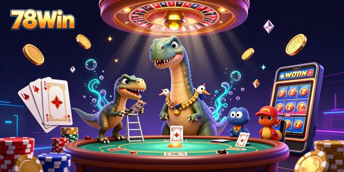 Experience the thrill of winning at 78Win with vibrant games and immersive fun in a jungle-themed casino.