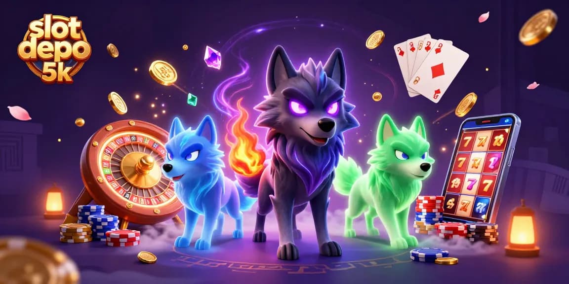 Engage with slot depo 5k action in this vibrant casino scene featuring ghostly wolves and dynamic gaming elements.