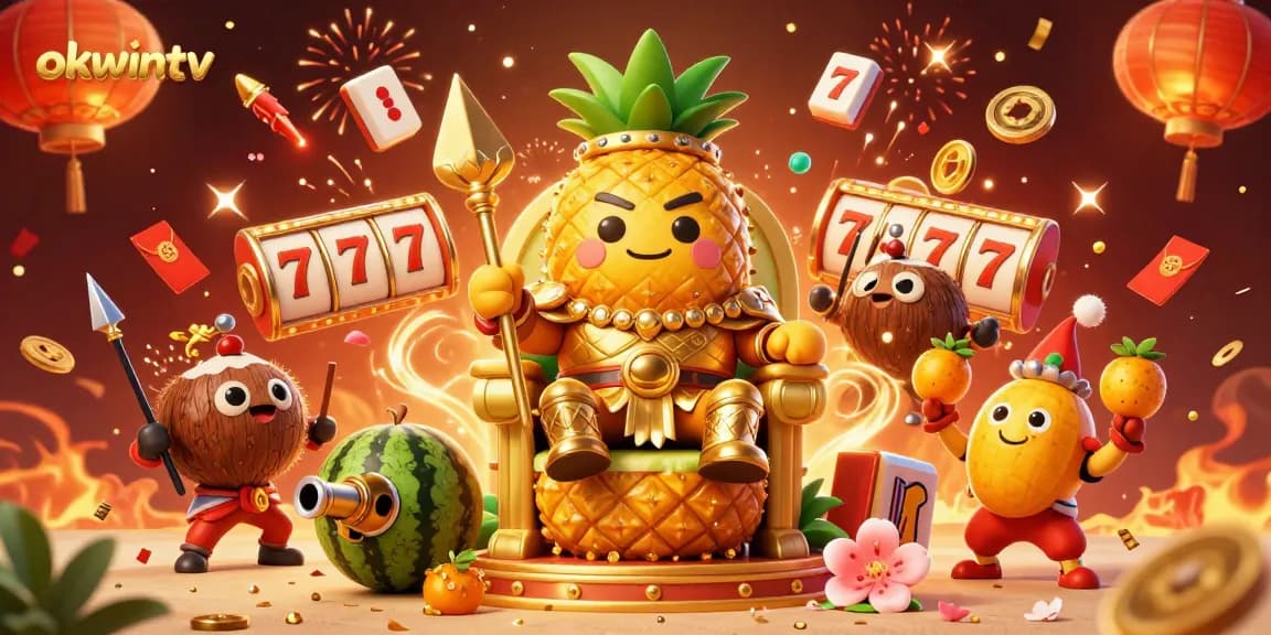 Engage with okwintv's vibrant casino experience featuring lively characters and slot game elements.