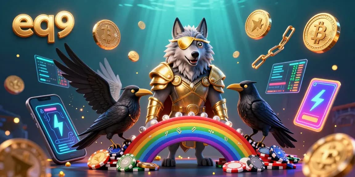 Play exciting casino games at eq9 with Norse characters, glowing coins, and vibrant casino elements.