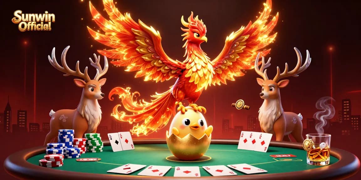 Experience thrilling gameplay with Sunwin Official at a vibrant poker table featuring luxurious elements.