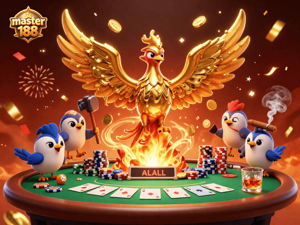 Experience winning with master188 as a molten phoenix symbolizes thriving casino action.