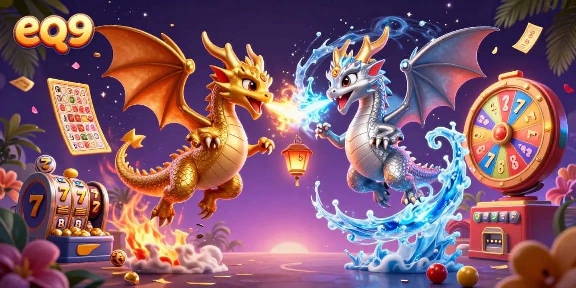Experience thrilling gameplay at eq9 casino with enchanting dragons, slot reels, and glowing bonuses.