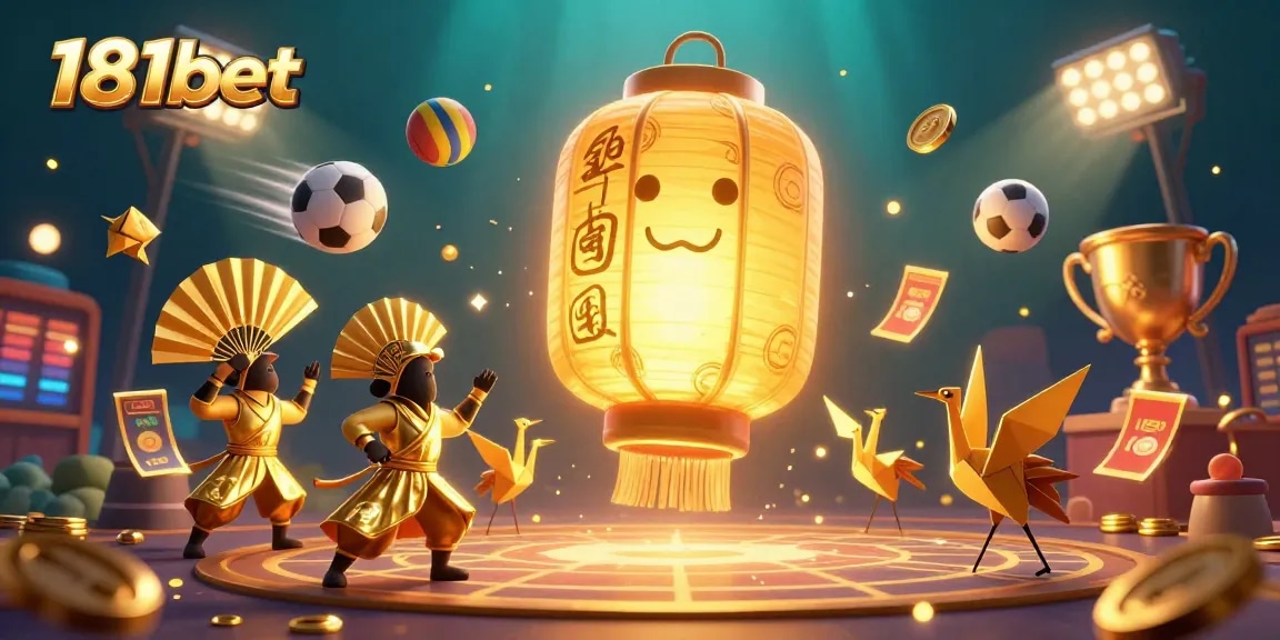 Experience immersive gameplay with 181bet's vibrant casino scene featuring golden characters and dynamic sports elements.
