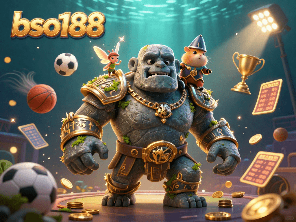 bso188 brings an engaging fantasy casino scene with magical characters and dynamic sports elements.