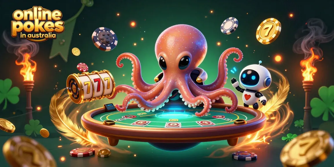 Engage in thrilling online pokies in Australia with an alien octopus dealer at a holographic table.