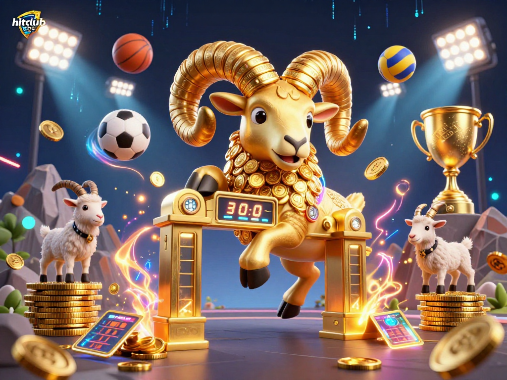 Engage with the hitclub sbs experience featuring a golden ram charging through a dynamic casino landscape.