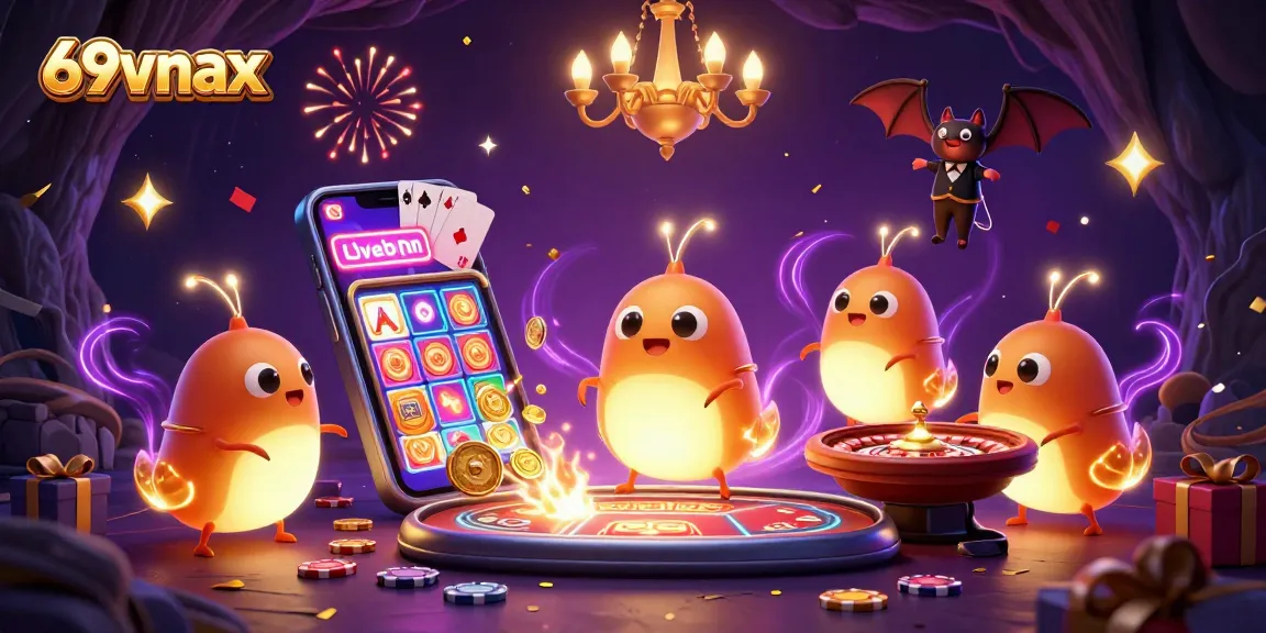 Engage with 69vnax while enjoying vibrant gambling activities in a dazzling casino scene.