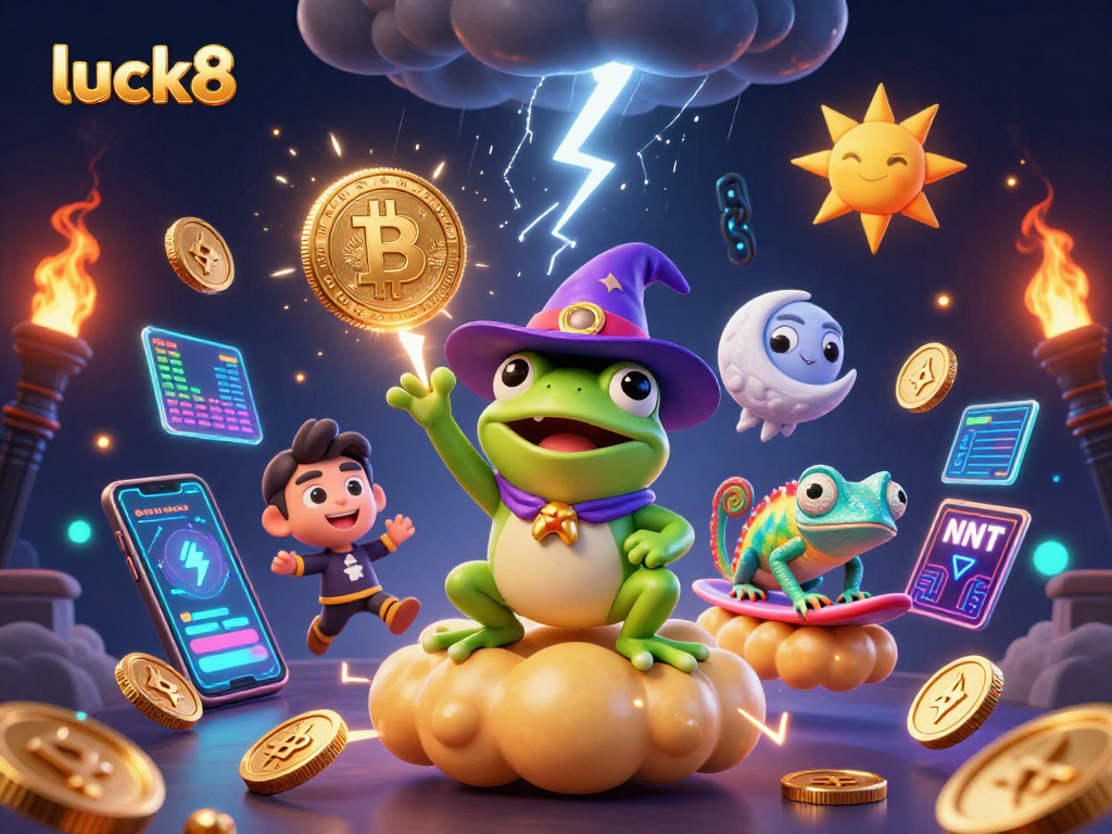 Experience luck8's fun gaming adventure with a storm of golden coins and vibrant characters.