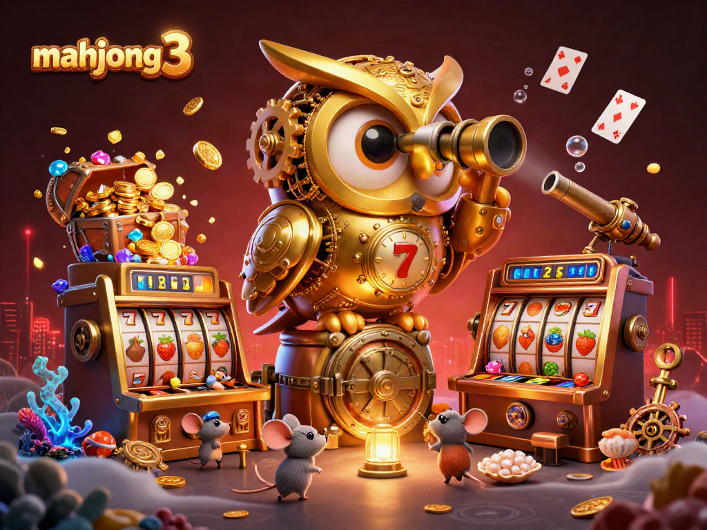 Engage in epic gameplay with mahjong 3 in this vibrant casino illustration featuring dynamic scenes.