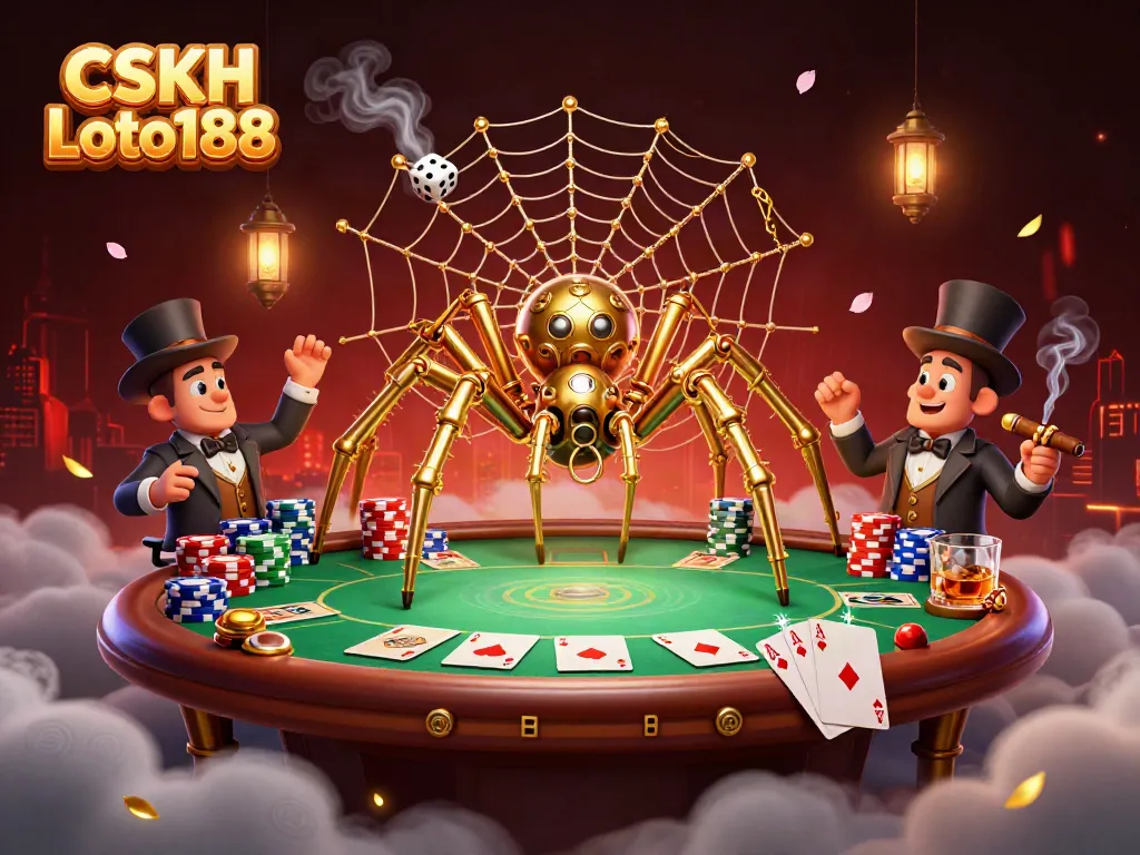 Experience the excitement of CSKH Loto188 with steampunk charm and poker elements engaging in a thrilling casino scene.