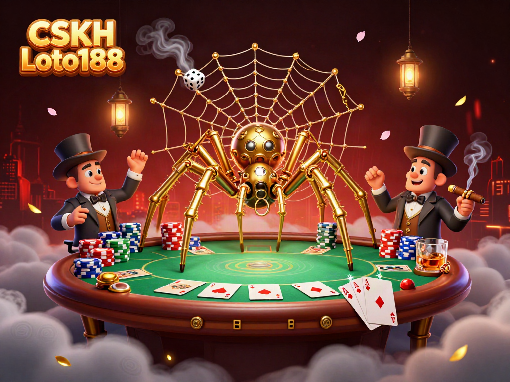 Experience the excitement of CSKH Loto188 with steampunk charm and poker elements engaging in a thrilling casino scene.
