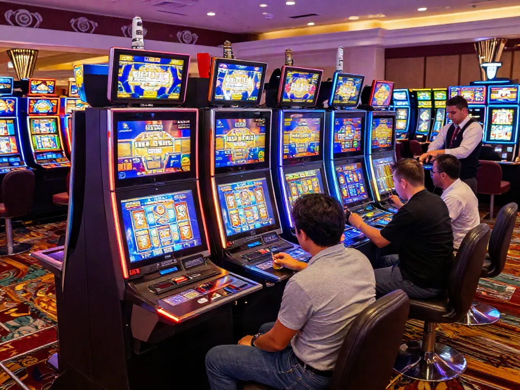 Players enjoying slots that accept credit cards in a lively casino environment with vibrant lights and engaging atmosphere.