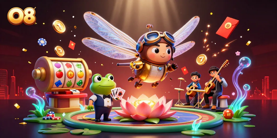 O8 brings thrilling casino play alive with colorful slot reels, vibrant characters, and an enchanting scene.