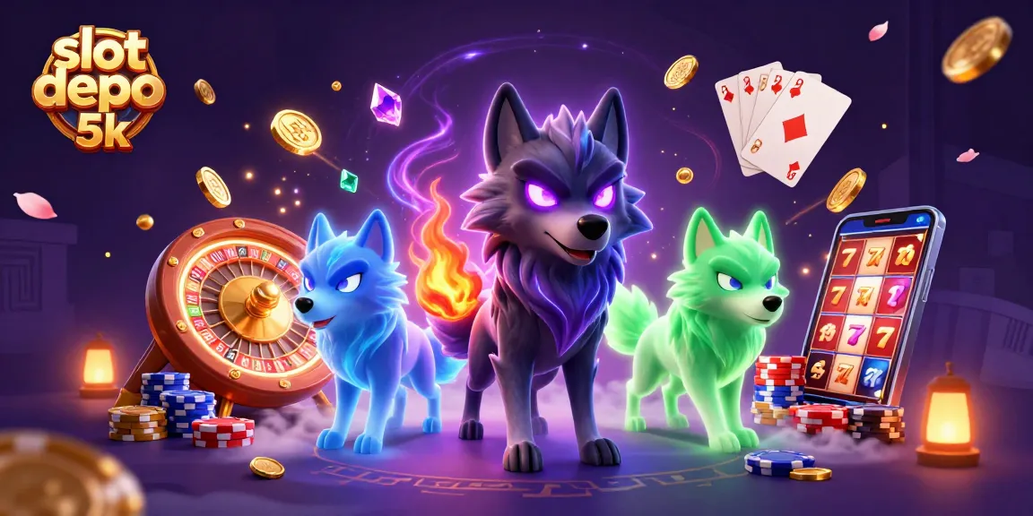 Engage with slot depo 5k action in this vibrant casino scene featuring ghostly wolves and dynamic gaming elements.