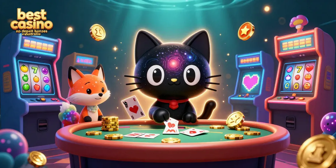 Enjoy excitement with the best casino no deposit bonuses Australia, featuring vibrant characters and casino elements.