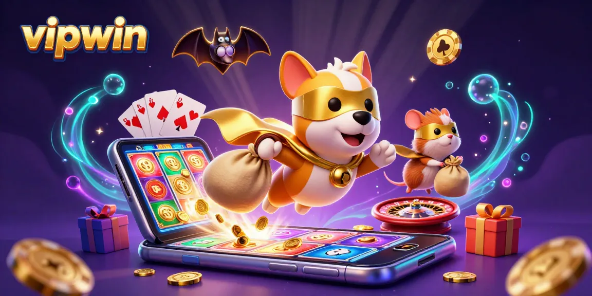 Experience the excitement of vipwin with a thrilling 3D casino-themed illustration featuring superhero characters.