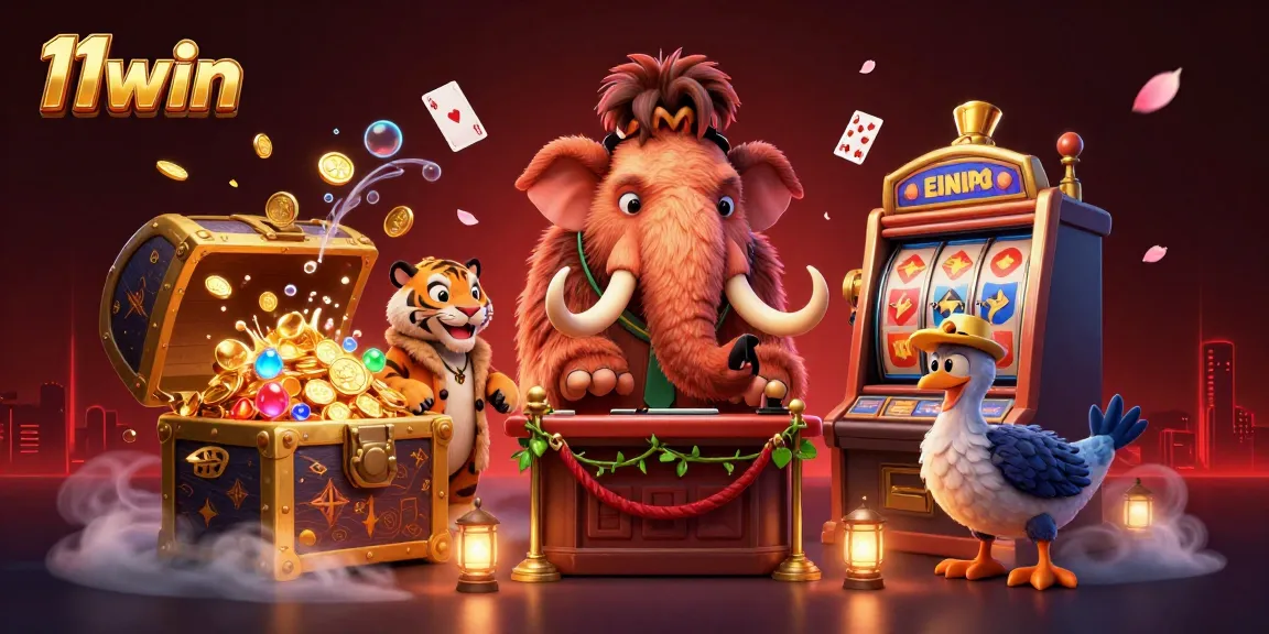 11win casino bouncer checks IDs while gold coins and slot machines showcase excitement